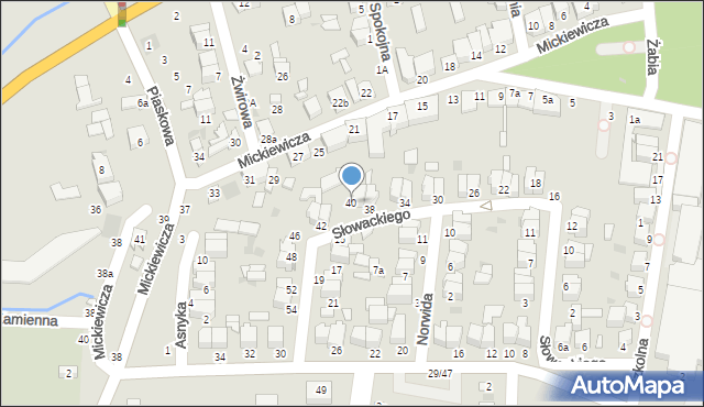 Łowicz, Słowackiego Juliusza, 40, mapa Łowicza