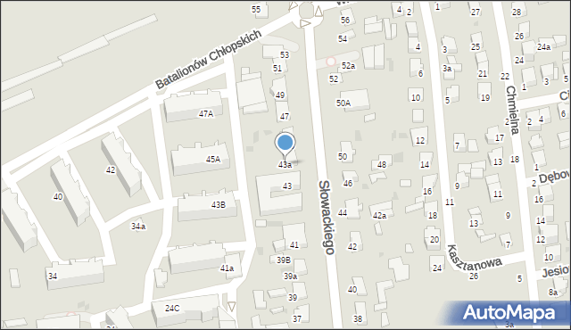 Lubartów, Słowackiego Juliusza, 43a, mapa Lubartów