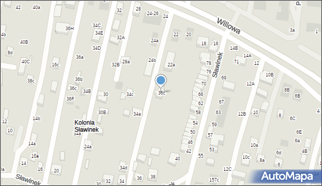 Lublin, Sławinek, 36c, mapa Lublina