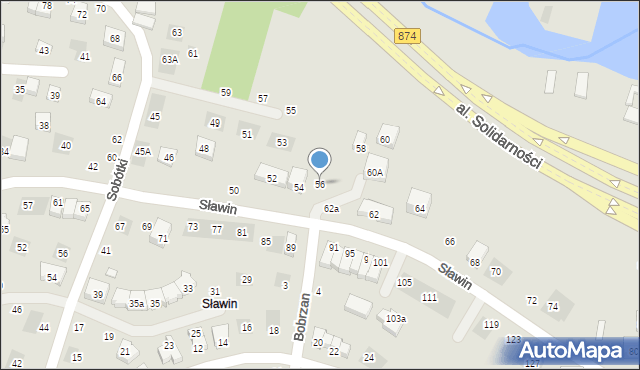 Lublin, Sławin, 56, mapa Lublina