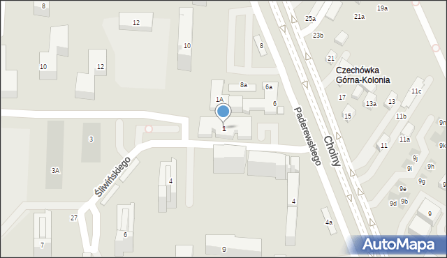 Lublin, Śliwińskiego Józefa, 1, mapa Lublina