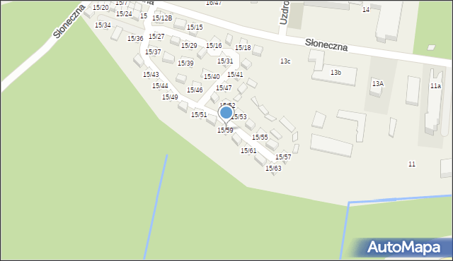 Łukęcin, Słoneczna, 15/59, mapa Łukęcin
