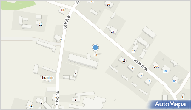 Łupice, Słoneczna, 13, mapa Łupice