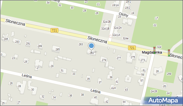 Magdalenka, Słoneczna, 281, mapa Magdalenka