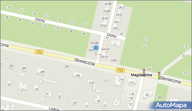 Magdalenka, Słoneczna, 324b, mapa Magdalenka