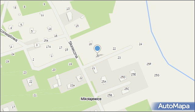 Magdalenów, Słoneczna, 20, mapa Magdalenów