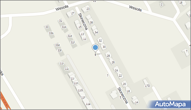 Majdan, Słoneczna, 9, mapa Majdan