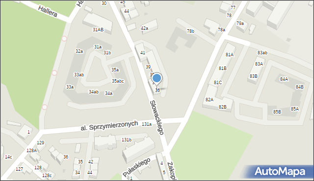 Malbork, Słowackiego Juliusza, 36, mapa Malborka