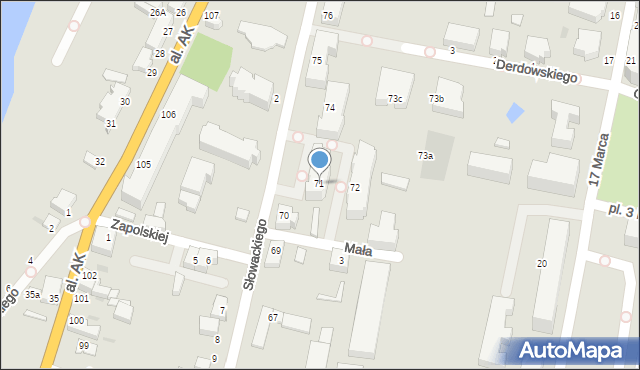 Malbork, Słowackiego Juliusza, 71, mapa Malborka