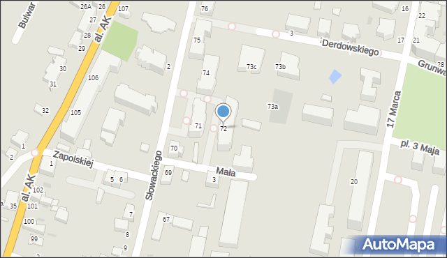 Malbork, Słowackiego Juliusza, 72, mapa Malborka