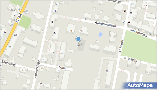 Malbork, Słowackiego Juliusza, 73a, mapa Malborka