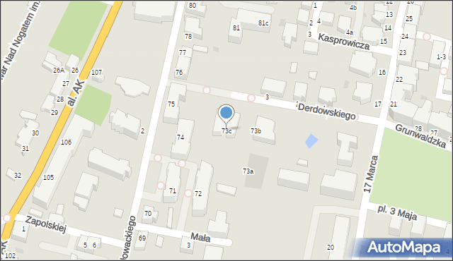Malbork, Słowackiego Juliusza, 73c, mapa Malborka