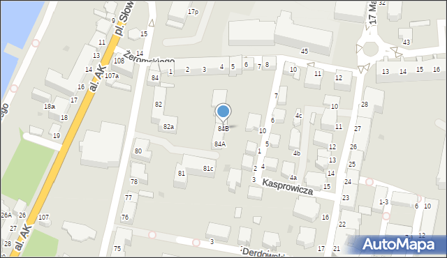 Malbork, Słowackiego Juliusza, 84B, mapa Malborka