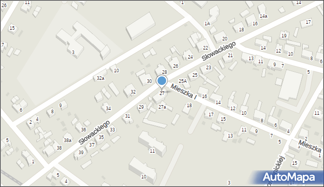 Małomice, Słowackiego Juliusza, 27, mapa Małomice