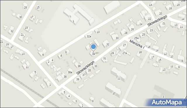 Małomice, Słowackiego Juliusza, 34, mapa Małomice