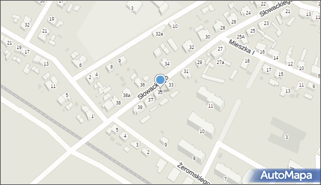 Małomice, Słowackiego Juliusza, 35, mapa Małomice