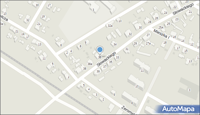 Małomice, Słowackiego Juliusza, 36, mapa Małomice