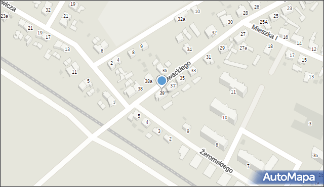 Małomice, Słowackiego Juliusza, 39, mapa Małomice