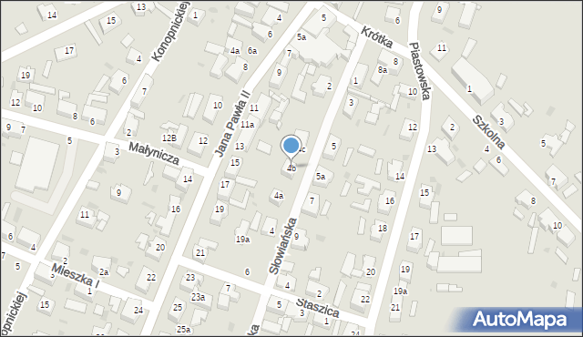 Małomice, Słowiańska, 4b, mapa Małomice