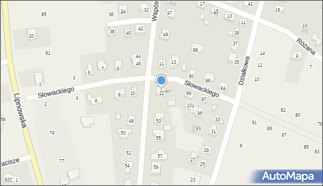Mańkowo, Słowackiego Juliusza, 12, mapa Mańkowo