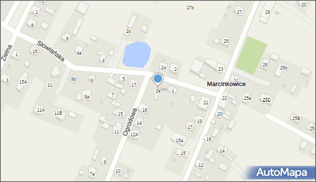 Marcinkowice, Słowiańska, 1a, mapa Marcinkowice