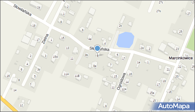 Marcinkowice, Słowiańska, 9, mapa Marcinkowice
