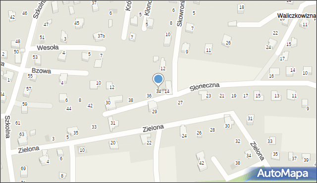 Meszna, Słoneczna, 34, mapa Meszna