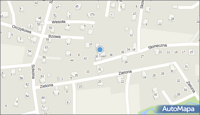 Meszna, Słoneczna, 40, mapa Meszna