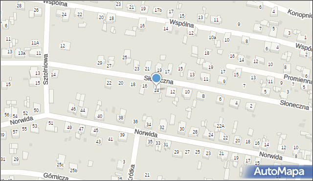 Miasteczko Śląskie, Słoneczna, 14, mapa Miasteczko Śląskie