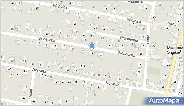 Miasteczko Śląskie, Słoneczna, 4, mapa Miasteczko Śląskie
