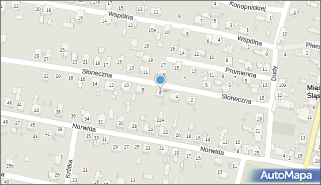 Miasteczko Śląskie, Słoneczna, 6, mapa Miasteczko Śląskie