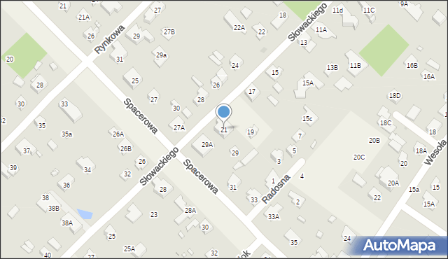 Michałowice, Słowackiego Juliusza, 21, mapa Michałowice