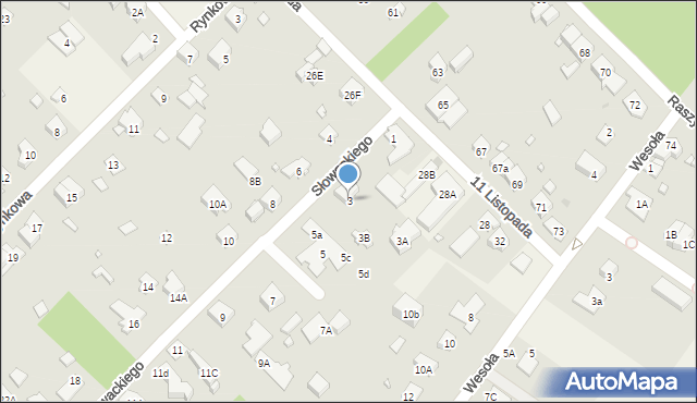 Michałowice, Słowackiego Juliusza, 3, mapa Michałowice