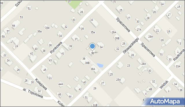Michałowice, Słowackiego Juliusza, 36, mapa Michałowice
