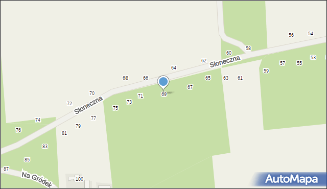Michałowice, Słoneczna, 69, mapa Michałowice