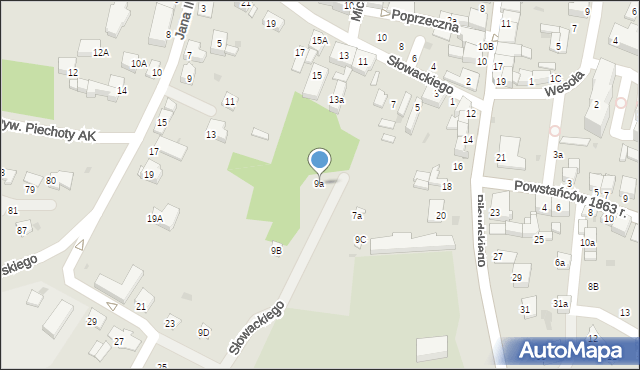 Miechów, Słowackiego Juliusza, 9a, mapa Miechów