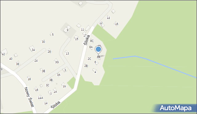 Międzybrodzie Bialskie, Śliska, 8B, mapa Międzybrodzie Bialskie