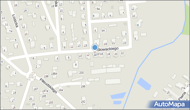 Międzyrzec Podlaski, Słowackiego Juliusza, 14, mapa Międzyrzec Podlaski
