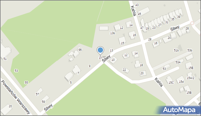 Mielec, Śliwy Franciszka, 11, mapa Mielca