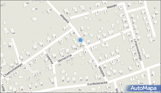 Mielec, Słoneczna, 10, mapa Mielca