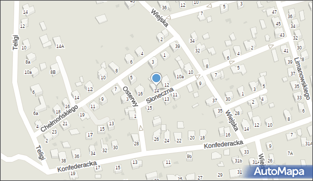 Mielec, Słoneczna, 14, mapa Mielca