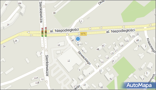 Mielec, Słowackiego Juliusza, 8, mapa Mielca