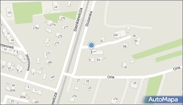 Mielec, Ślusarska, 8, mapa Mielca