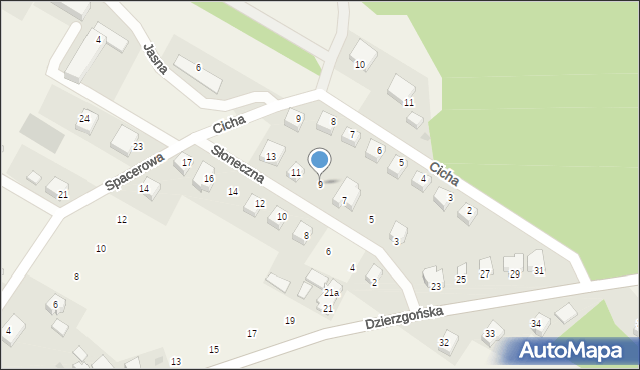 Mikołajki Pomorskie, Słoneczna, 9, mapa Mikołajki Pomorskie