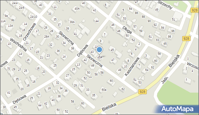 Mikołów, Słoneczna, 43A, mapa Mikołów