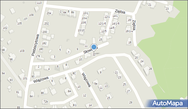 Mikołów, Słowicza, 12, mapa Mikołów