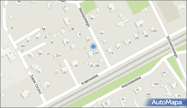 Milanówek, Słowackiego Juliusza, 1, mapa Milanówek