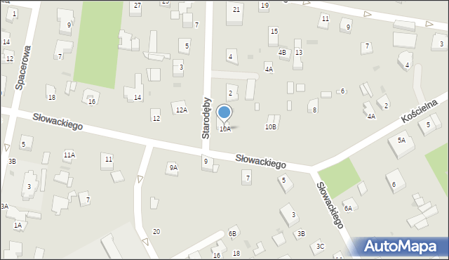 Milanówek, Słowackiego Juliusza, 10A, mapa Milanówek