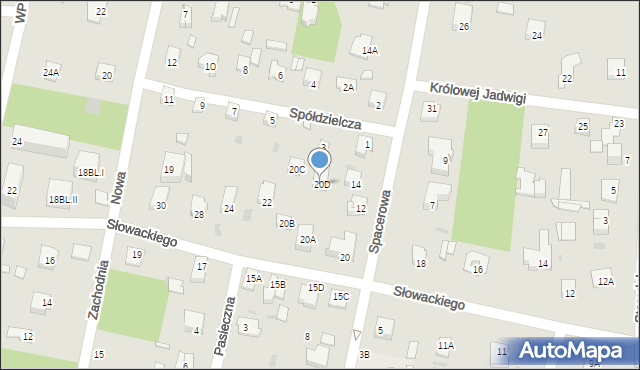Milanówek, Słowackiego Juliusza, 20D, mapa Milanówek