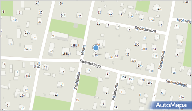 Milanówek, Słowackiego Juliusza, 30, mapa Milanówek